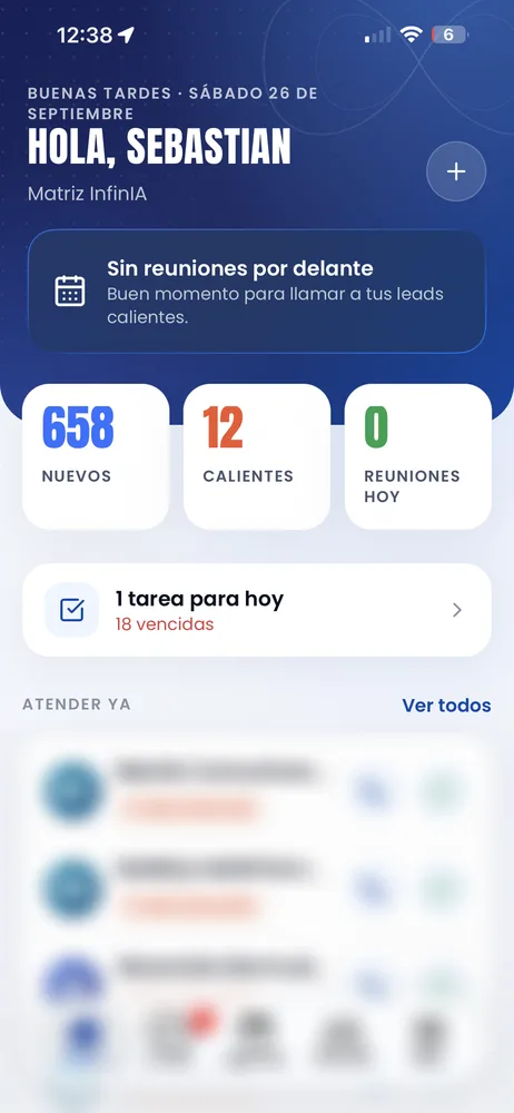 App móvil del CRM Infin-IA